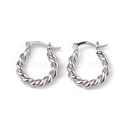 Brass Twist Hoop Earrings for Women, Long-Lasting Plated, Lead Free & Cadmium Free, Platinum, 20x17.5x3.5mm, Pin: 0.7~1.2x0.7mm(EJEW-L234-088P)
