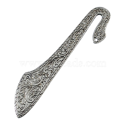 Tibetan Style Alloy Bookmarks, Lead Free & Cadmium Free & Nickel Free, Antique Silver, 80x17x2mm, Hole: 1mm(X-TIBEP-24-AS-FF)