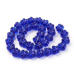 Handmade Lampwork Beads Strands, Plum Blossom, Medium Blue, 13.5x8.5~9mm, Hole: 1.2mm, about 32pcs/strand, 16.53 inch(42cm)(LAMP-P051-F01)