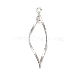 925 Sterling Silver Twisted Leaf Outline Connector Charms, Platinum, 34.5x9.5x8mm, Hole: 1.6mm(STER-R010-01P)