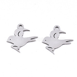 Non-Tarnish 201 Stainless Steel Pendants, Laser Cut, Swallow, Stainless Steel Color, 16x16x0.9mm, Hole: 1.6mm(STAS-S081-054)