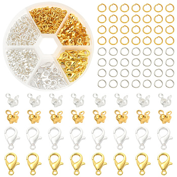 DIY Jewelry Making Finding Kit, Including Iron Open Jump Rings & Bead Tips, Zinc Alloy Lobster Claw Clasps, Golden & Silver, 5~12x0.7~4mm, Inner Diameter: 3~3.6mm, 560Pcs/box