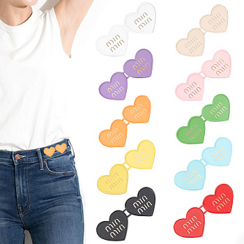 10Pcs 10 Colors Dopamine Color Series Heart with Word Spray Painted Alloy Adjustable Jean Button Pins, Waist Tightener, Sewing Fasteners for Garment , Mixed Color, 20.5x50x4.5mm, 1pc/color
