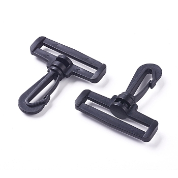 Plastic Swivel Lobster Claw Clasps, Swivel Snap Hooks, for Travel Sport Bag Backpack, Black, 65.6x59.4x14mm, Hole: 5.7x51mm