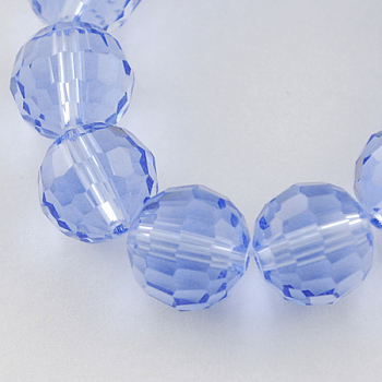 Transparent Glass Bead Strands, Faceted, Round, Cornflower Blue, 6mm, Hole: 1mm, about 72pcs/strand, 15 inch