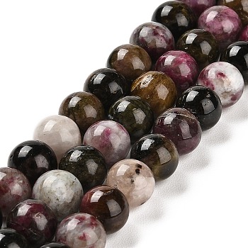 Natural Tourmaline Beads Strands, Round, 9.8~10.8mm, Hole: 0.8mm, about 37~40pcs/strand, 15.08~40''(38.3~40cm)