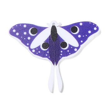 Opaque Resin Big Pendants, Animals Butterfly Charms, Medium Slate Blue, 41.6x53x2mm, Hole: 1.4mm