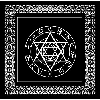 Non-woven Tarot Tablecloth for Divination, Tarot Card Pad, Pendulum Magic Pentacle Runes Cloth, Square, Black, Constellation Pattern, 490x490mm