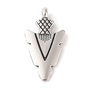 Tibetan Style Alloy Pendants, Cadmium Free & Lead Free, Arrow, Antique Silver, 19x10x3.5mm, Hole: 1.8mm, about 1351pcs/1000g