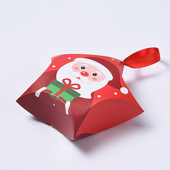Star Shape Christmas Gift Boxes, with Ribbon, Gift Wrapping Bags, for Presents Candies Cookies, Red, 12x12x4.05cm