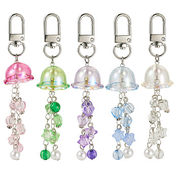 Acrylic & ABS Plastic Imitation Pearl Pendant Decoration, with Alloy Swivel Snap Hook Clasps, Mixed Color, 105mm, 5pcs/set