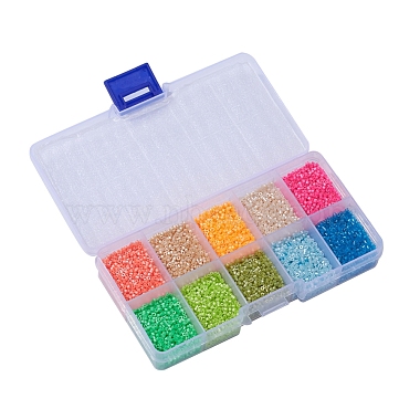8000Pcs 10 Colors Fluorescent Color Glass Bugle Beads(SEED-YW0001-32)-5