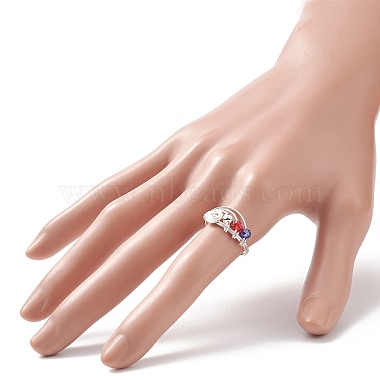 Glass Braided Bead Finger Ring(RJEW-TA00063)-3