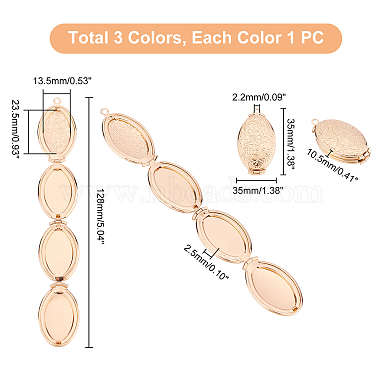 ahadermaker 3pcs 3 couleurs rack placage pendentifs médaillon en laiton(KK-GA0001-19)-2