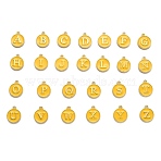 Initial Letter A~Z Alphabet Enamel Charms, Flat Round Disc Double Sided Charms, Yellow, 14x12x2mm, Hole: 1.5mm, 26pcs/set(ENAM-X0018-13)