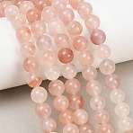 Natural Peach Blossom Pink Persian Jade Beads Strands, Smooth Round, 8mm, Hole: 1mm, about 46pcs/strand, 14.76''(37.5cm)(G-NH0071-A01-8mm)