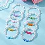 Children's Day Imitated Pearl Acrylic Beads Stretch Bracelets, Acrylic Charm Jewelry for Girl, Star, Mixed Color, Inner Diameter: 1.77 inch(4.5cm)(BJEW-JB13538)
