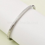 304 Stainless Steel Micro Pave Cubic Zirconia Hinged Bangles for Women, Stainless Steel Color, 0.16 inch(0.4cm), Inner Diameter: 1.97 inch(5cm)x2.36 inch(6cm)(BJEW-D408-30P)