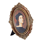 Resin with Glass Photo Frame Stand, Oval with Man Pattern, Black, 253x208x26.5mm(AJEW-WH0314-485)