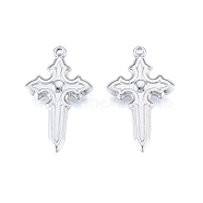 Non-Tarnish 304 Stainless Steel Pendant, Cross, Stainless Steel Color, 33.5x20x3.5mm, Hole: 1.5mm(X-STAS-B027-27P)