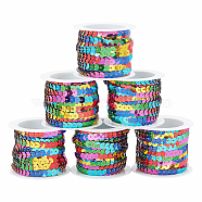Elite Plastic Paillette/Sequins Chain Rolls, Ornament Accessories, Flat Round, Colorful, 6mm, about 5m/roll(OCOR-PH0001-14)