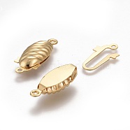 304 Stainless Steel Box Clasps, Multi-Strand Clasps, Oval, Real 24k Gold Plated, 21x8x5mm, Hole: 1.2mm(STAS-P249-04G)