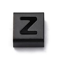 Ion Plating(IP) 304 Stainless Steel Square Slide Charms, Black, Letter Z, 9x8x4mm, Hole: 3.5x8.5mm(STAS-L132-18Z-B)