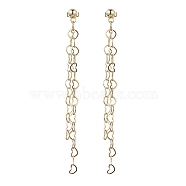 Brass Tassel Chain Drop Earrings  for Women, Ear Thread, with 304 Stainless Steel Stud Earring Findings, Heart, 76mm(EJEW-JE05744-02)
