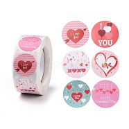 Valentine's Day Round Paper Stickers, Adhesive Labels Roll Stickers, Gift Tag, for Envelopes, Party, Presents Decoration, Mixed Patterns, 25x0.1mm, 500pcs/roll(DIY-I107-03A)