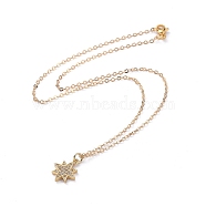 Brass Micro Pave Cubic Zirconia Pendant Necklace, with Brass Cable Chains, 304 Stainless Steel Lobster Claw Clasps and Cardboard Packing Box, Star, Golden, 16.33 inch(41.5cm)(NJEW-JN02671-01)