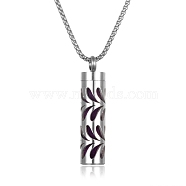 Titanium Steel Perfume Bottle Necklaces, Column with Aromatherapy Cotton Sheet Inside Necklace, Branch, 25.59 inch(65cm)(PW-WG16277-10)