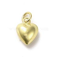 925 Sterling Silver Pendants, Puffed Heart Charms with Jump Rings, Golden, 10x8x5mm, Hole: 3mm(STER-P057-07C-G)