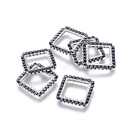 MIYUKI & TOHO Handmade Japanese Seed Beads, with 304 Stainless Steel Link Rings, Loom Pattern, Square, Silver, Dark Gray, 15x15x1.8~2mm(SEED-A028D-S-24S)