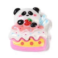 Desserts Theme Opaque Resin Decoden Cabochons, Panda, Pearl Pink, 19x18x8mm(RESI-S395-01A)