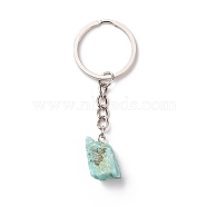 Natural Amazonite Keychain, with 201 Stainless Steel Finding, 7.5~8cm(G-E155-04P-06)