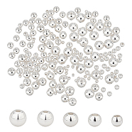 SUPERFINDINGS 200Pcs 5 Styles Brass Spacer Beads, Round, 925 Sterling Silver Plated, 2~6x1.5~5mm, Hole: 1~2mm(KK-FH0006-96)