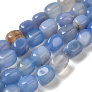 Natural Agate Beads Strands, Dyed & Heated, Cube, Cornflower Blue, 11~12x8~9.5x8~9.5mm, Hole: 1.2mm, about 16pcs/strand, 7.48~7.72''(19~19.6cm)(G-H295-A01-07)