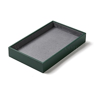 Rectangle PU Leather Jewelry Trays with Gray Velvet Inside, Jewelry Organizer Holder for Rings Earrings Necklaces Bracelets Storage, Green, 26x16x4cm(VBOX-C003-02)