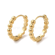 304 Stainless Steel Round Ball Beaded Hoop Earrings for Women, Real 18K Gold Plated, 16.5x3x17mm(EJEW-Q781-03G)