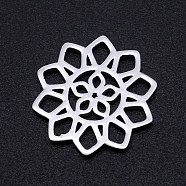201 Stainless Steel Filigree Joiners Links, Laser Cut, Flower, Stainless Steel Color, 15x14.5x1mm(STAS-S105-JN893-1)