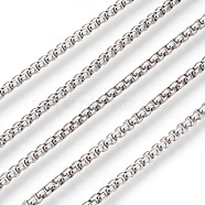 3.28 Feet 304 Stainless Steel Box Chains, Unwelded, Stainless Steel Color, 2.5mm(X-CHS-L017-07C)