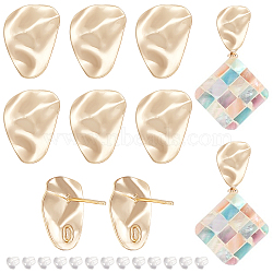 16Pcs Brass Stud Earrings Findings, with Vertical Loops, Twist Teardrop, with 40Pcs Plastic Ear Nuts, Real 18K Gold Plated, 15x12mm, Hole: 2.5mm, Pin: 0.7mm(KK-BC0011-30)