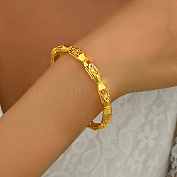 Vintage Chic Real 18K Gold Plated Classic Hollow Flower Brass Bangles for Women(AW2643)