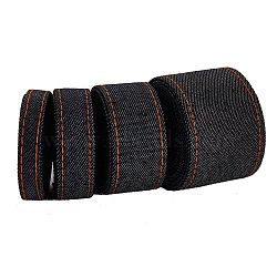 4 Style Stitch Denim Ribbon, Garment Accessories, for DIY Crafts Hairclip Accessories and Sewing Decoration, Black, 2m/style(OCOR-SZ0001-05A-04)