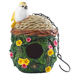 Resin Hanging Bird's Nests, Outdoor Bird Nests, Garden Decoration, Wall Decor, Green, 185x137x133mm(BIRD-PW0001-071)