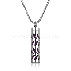 Titanium Steel Perfume Bottle Necklaces, Column with Aromatherapy Cotton Sheet Inside Necklace, Branch, 25.59 inch(65cm)(PW-WG16277-10)