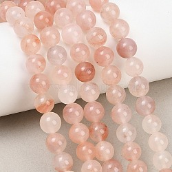 Natural Peach Blossom Pink Persian Jade Beads Strands, Smooth Round, 8mm, Hole: 1mm, about 46pcs/strand, 14.76''(37.5cm)(G-NH0071-A01-8mm)