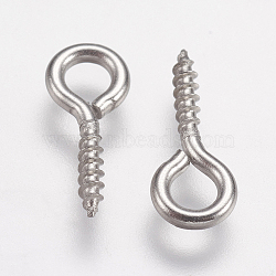 304 Stainless Steel Screw Eye Pin Peg Bails, For Half Drilled Beads, Stainless Steel Color, 12x5x1mm, Hole: 2.5mm(STAS-K171-52P-12x5mm)