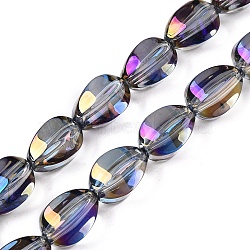 Electroplate Glass Beads Strands, Teardrop Shape, Blue Violet, 15x11.5~12x10~10.5mm, Hole: 1.2mm, about 39~40pcs/strand, 23.62~23.94 inch(60~60.8cm)(EGLA-T028-01L)