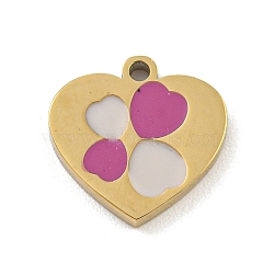 316 Surgical Stainless Steel Enamel Charms, Heart Charm, Golden, Old Rose, 10x10x1.5mm, Hole: 1mm(STAS-M073-32A-02G)